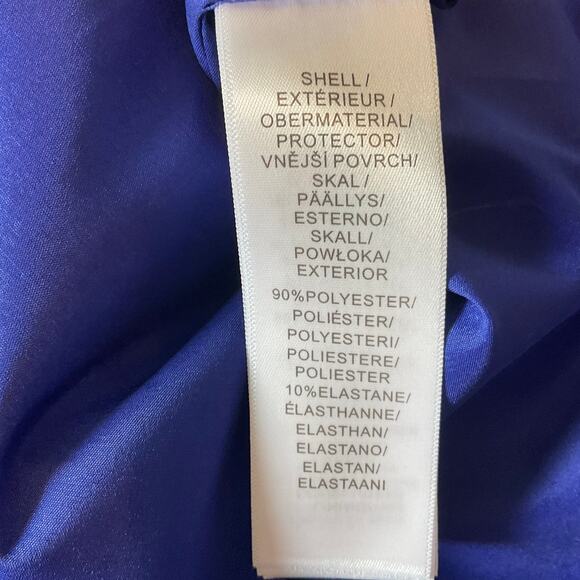 Aidan Mattox Strapless Cocktail Dress Size 8 Blue Colorful Ruffled Midi Sheath - Picture 9 of 11